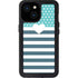 Polka Dots and Stripes Heart in Blue iPhone 15 Waterproof Case